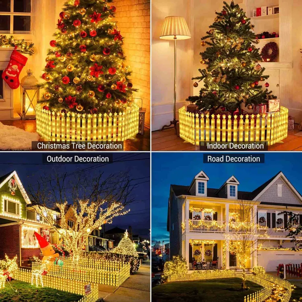 8 Pezzi Recinto per Albero di Natale con Luci Stella – 8 Modalità, Connettibile, Luci di Natale Miniature Impermeabili per...