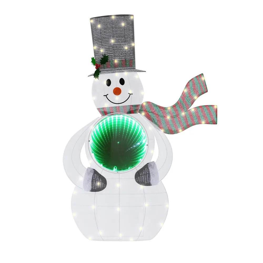 Quntis Decorazioni Natalizie Forma di Pupazzo di Neve Illuminato da 3FT con Tunnel Specchio Infinito 3D, 56 Luci LED per D...