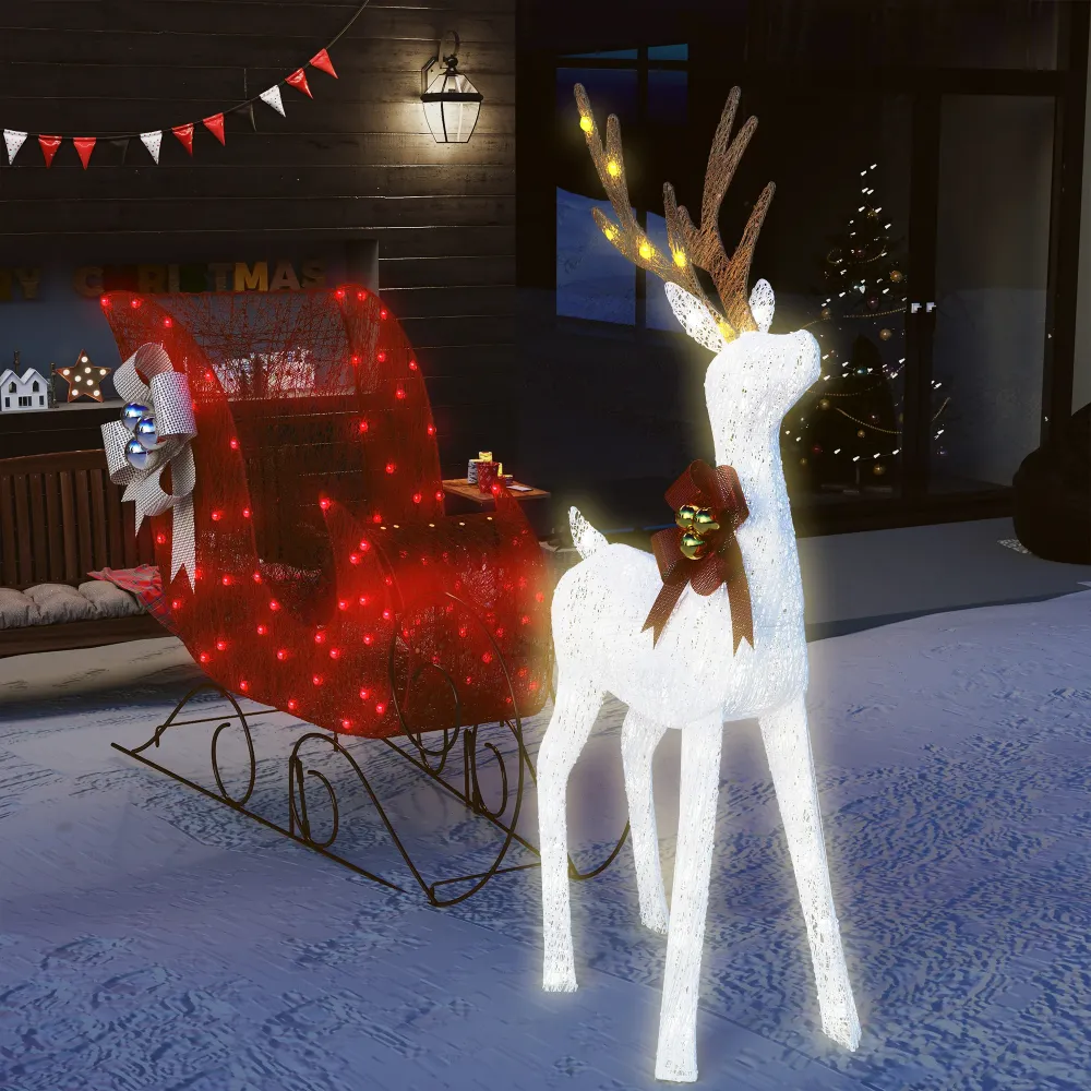 Set di Renne e Slitta di Natale Illuminati – Decorazioni LED per Esterni per Esposizioni Festive Giardino e Scene da Wonde...