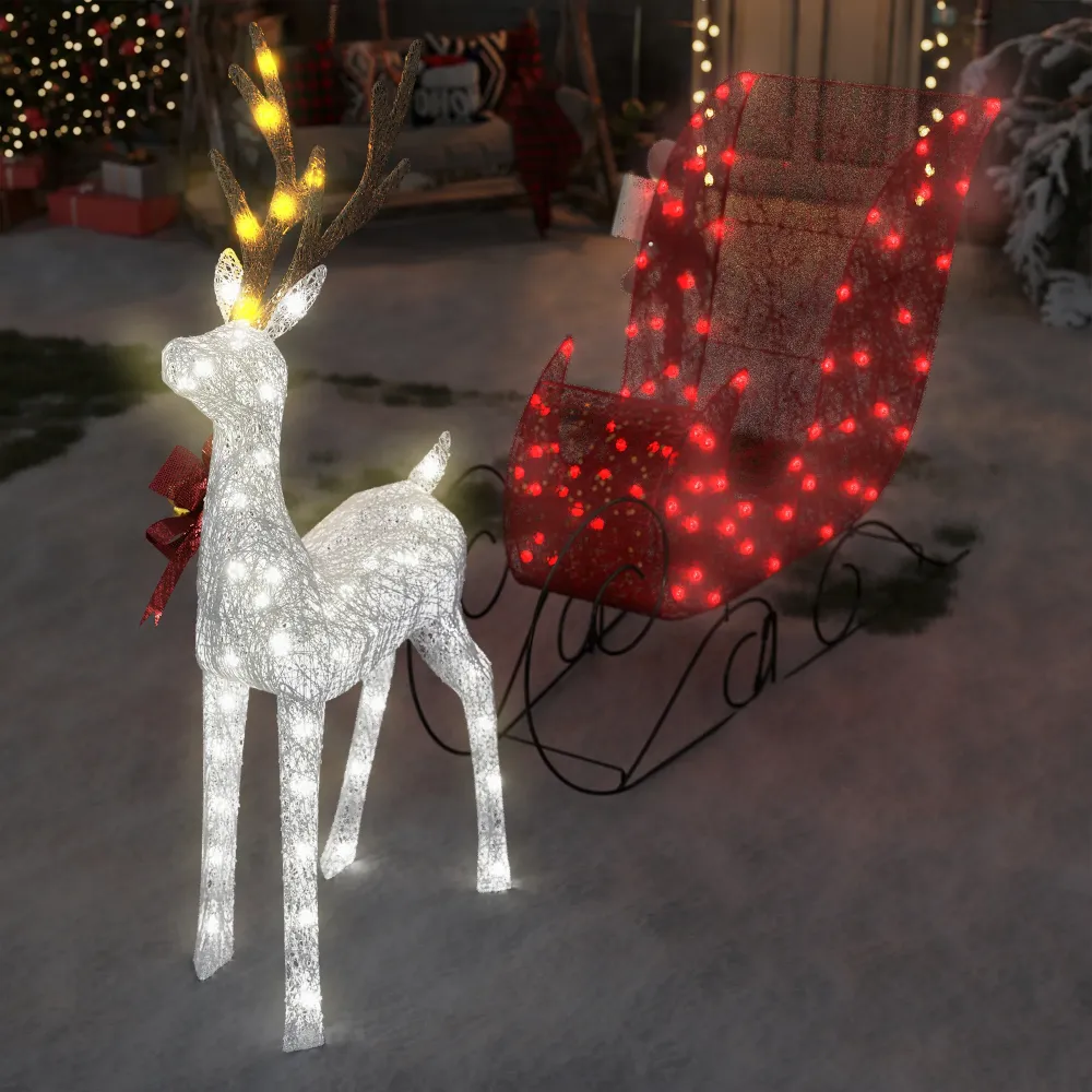 Set di Renne e Slitta di Natale Illuminati – Decorazioni LED per Esterni per Esposizioni Festive Giardino e Scene da Wonde...