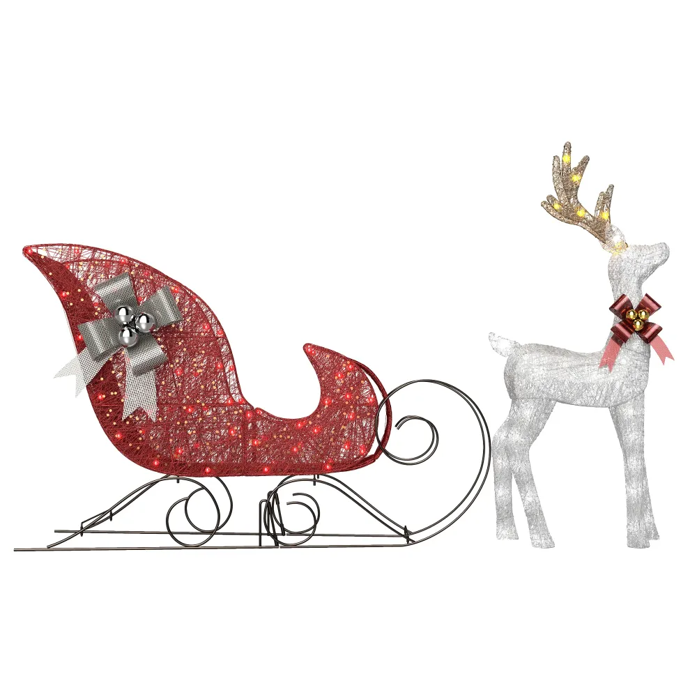 Set di Renne e Slitta di Natale Illuminati – Decorazioni LED per Esterni per Esposizioni Festive Giardino e Scene da Wonde...