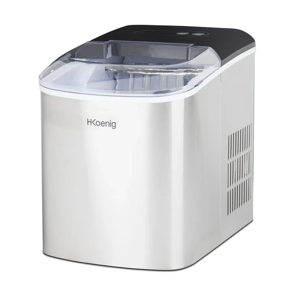 Ⓜ️🔵🔵🔵 H.Koenig ICEK12 - Macchina per il ghiaccio, CORPO INOX, coperchio trasparente