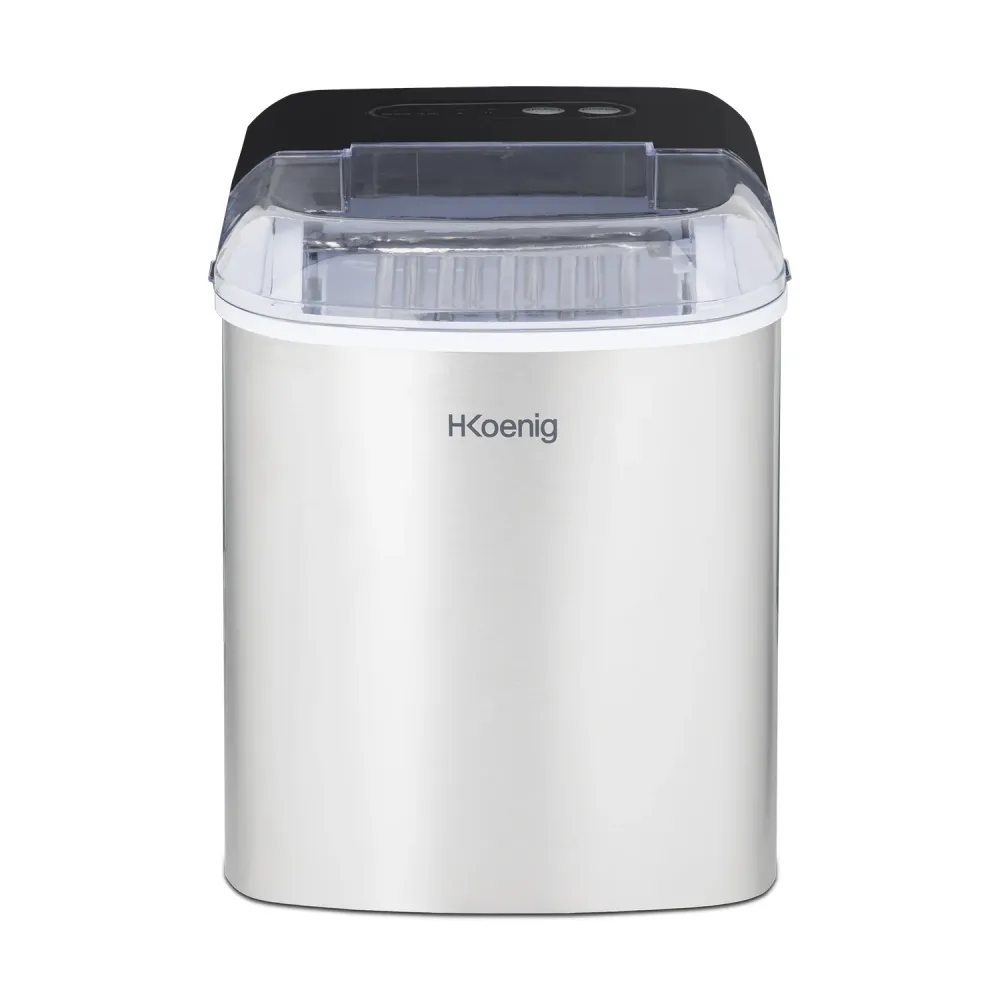 Ⓜ️🔵🔵🔵 H.Koenig ICEK12 - Macchina per il ghiaccio, CORPO INOX, coperchio trasparente