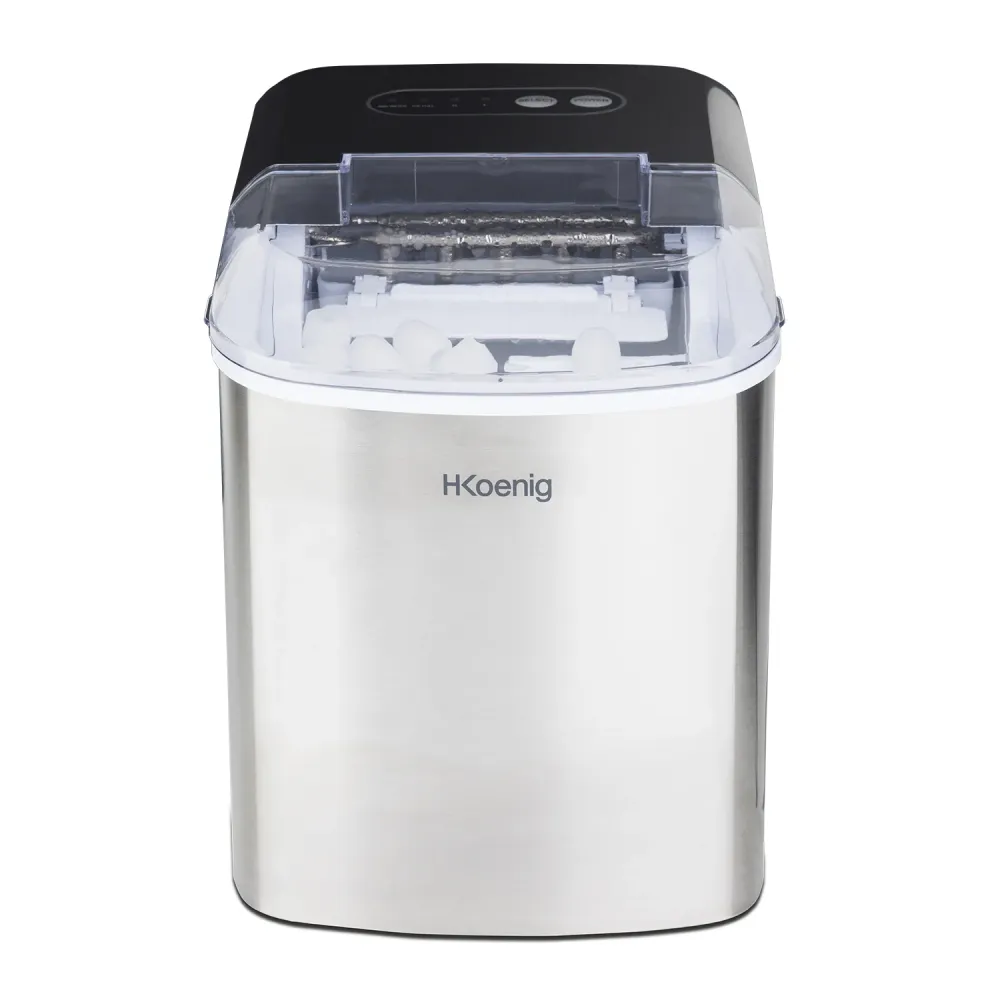 Ⓜ️🔵🔵🔵 H.Koenig ICEK12 - Macchina per il ghiaccio, CORPO INOX, coperchio trasparente