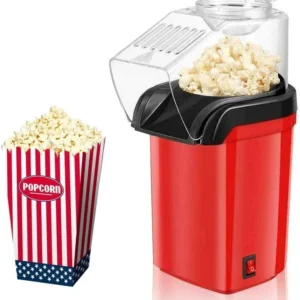 Macchina pop corn potenza 1200w senza olio feste party bambini coperchio rimovibile