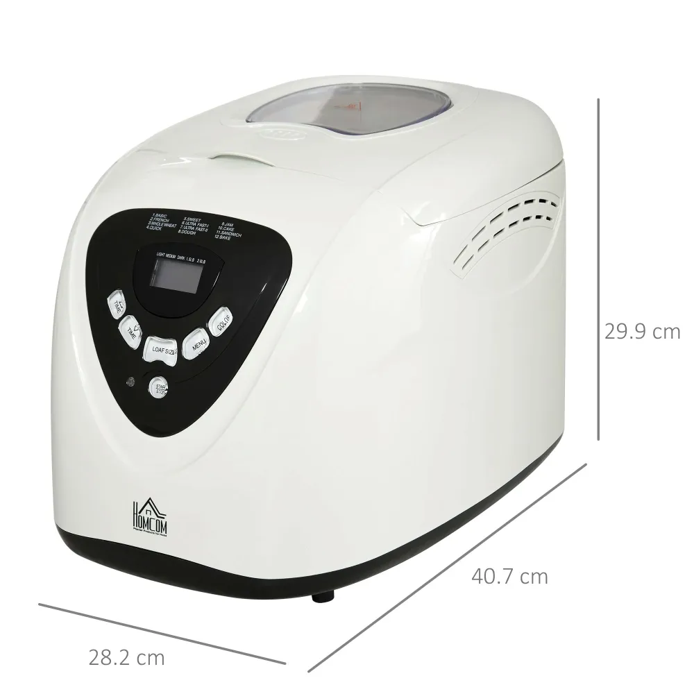 Macchina per il Pane 12 Programmi 600W Bianca