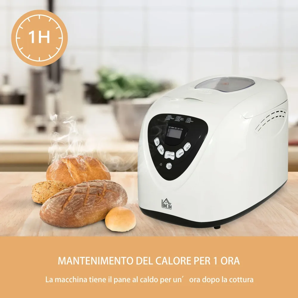 Macchina per il Pane 12 Programmi 600W Bianca