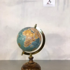 Mappamondo Vintage Azzurro con Base Legno – Globo Terrestre da Tavolo Retrò per Arredamento e Studio