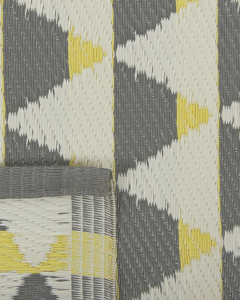 Tappeto da esterno grigio/giallo con motivo triangoli 120 x180 cm HISAR