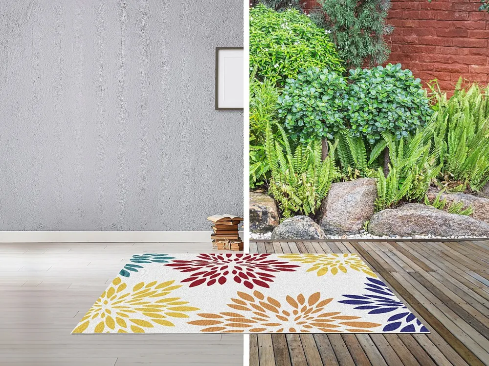 Tappeto per interni o esterni con motivi floreali 150 x 200 cm Multicolore FLOWINI