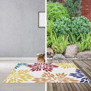 Tappeto per interni o esterni con motivi floreali 150 x 200 cm Multicolore FLOWINI