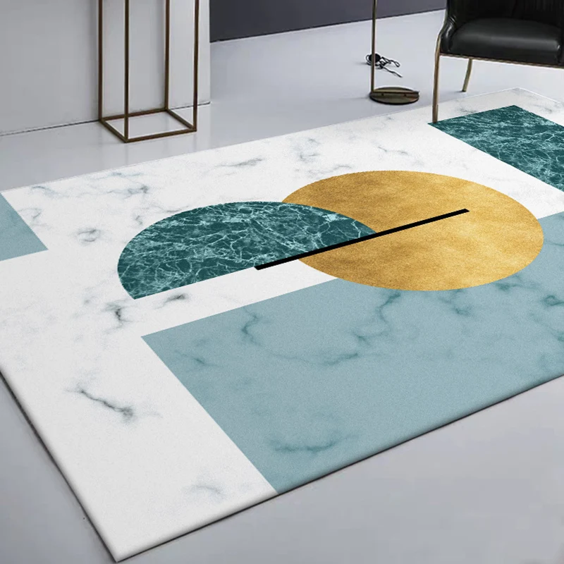 Tappeto decorativo con motivo superficiale marmo Tappeto nordico verde e bianco Tappeto lavabile antiscivolo poliestere pe...