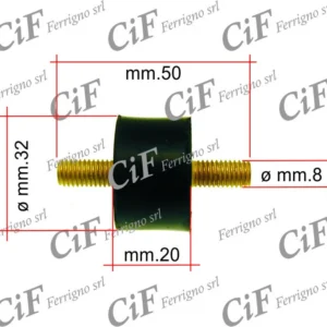 Silent block supporto marmitta doppio perno 8mm