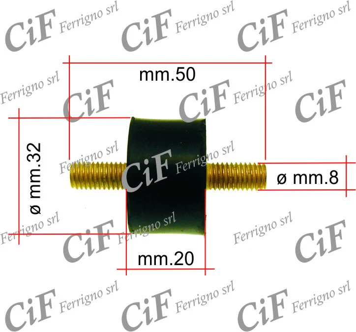 Silent block supporto marmitta doppio perno 8mm