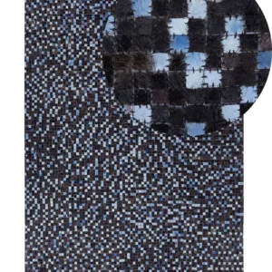 Tappeto pelle marrone e blu 160 x 230 cm IKISU