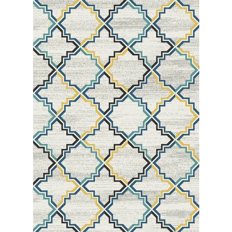 Ago per Tappeti Elegante tappeto con motivo righe con fiori Tappeto bohémien grigio e giallo Tappeto sintetico adatto agli...