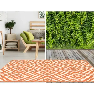 Ago per Tappeti Tappeto da interno o da esterno 150 x 200 cm Arancione Stile etnico CAREA