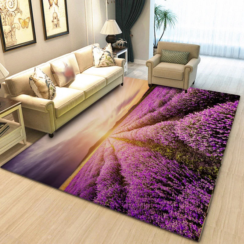 Ago Regolabile Novità tappeto con motivo lavanda Tappeto poliestere viola Tappeto antiscivolo lavabile lavatrice per camer...