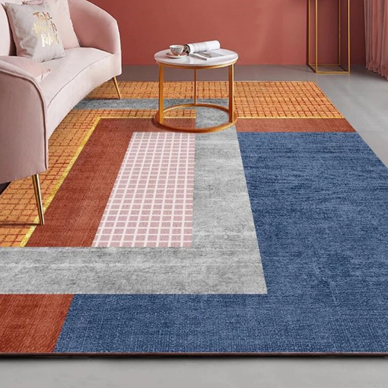 Elegante tappeto colorblock Tappeto innovativo multicolore arancione Tappeto lavabile poliestere con supporto antiscivolo...