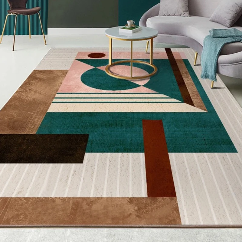 Elegante tappeto colorblock Tappeto innovativo multicolore arancione Tappeto lavabile poliestere con supporto antiscivolo...