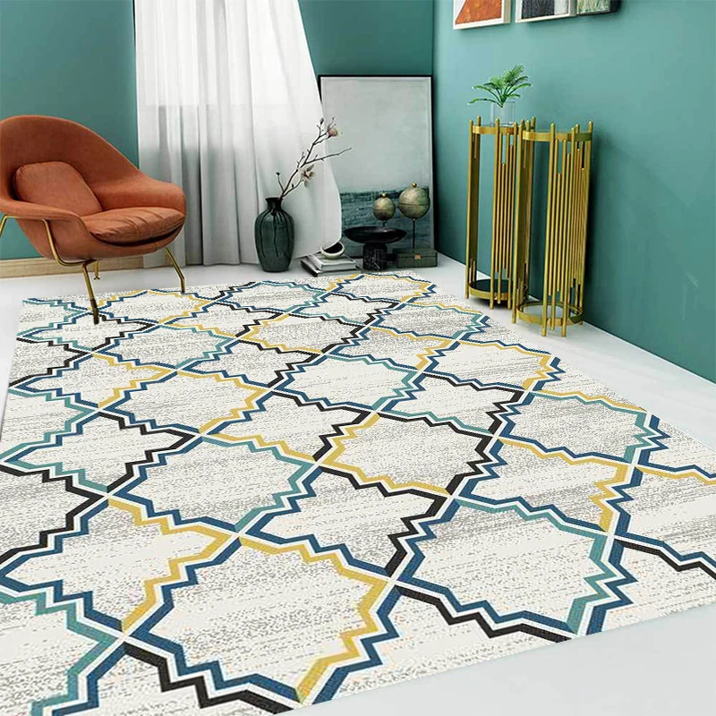 Elegante tappeto con motivo righe con fiori Tappeto bohémien grigio e giallo Tappeto sintetico adatto agli animali domesti...