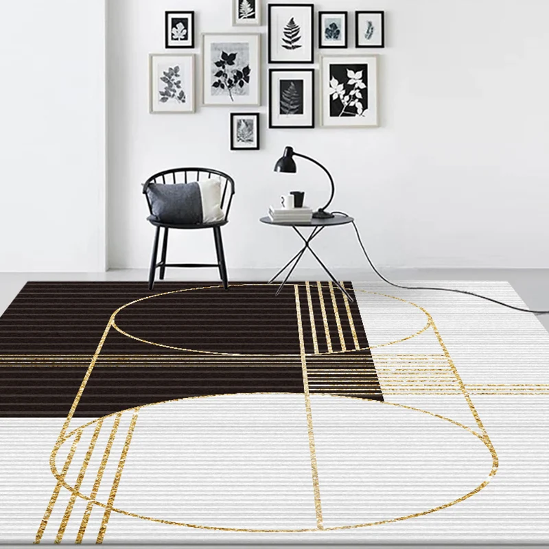 Elegante tappeto con motivo righe Tappeto nordico bianco e nero Tappeto lavabile antiscivolo poliestere per animali domest...