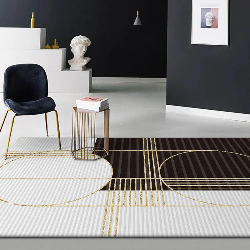 Elegante tappeto con motivo righe Tappeto nordico bianco e nero Tappeto lavabile antiscivolo poliestere per animali domest...