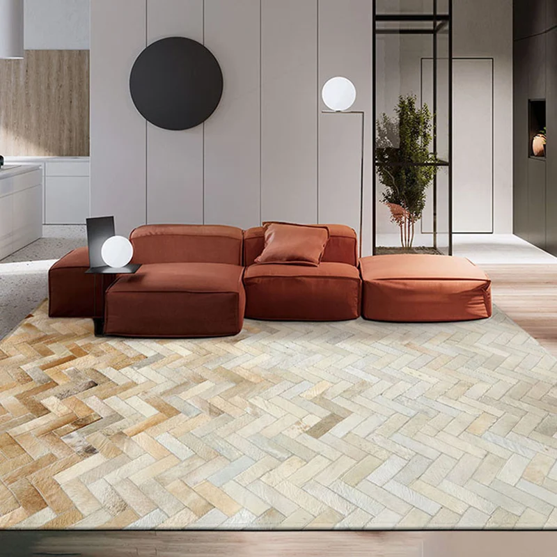 Novità tappeto con motivi geometrici Tappeto per interni pelle di vacchetta multicolore Fondo antiscivolo Tappeto per area...