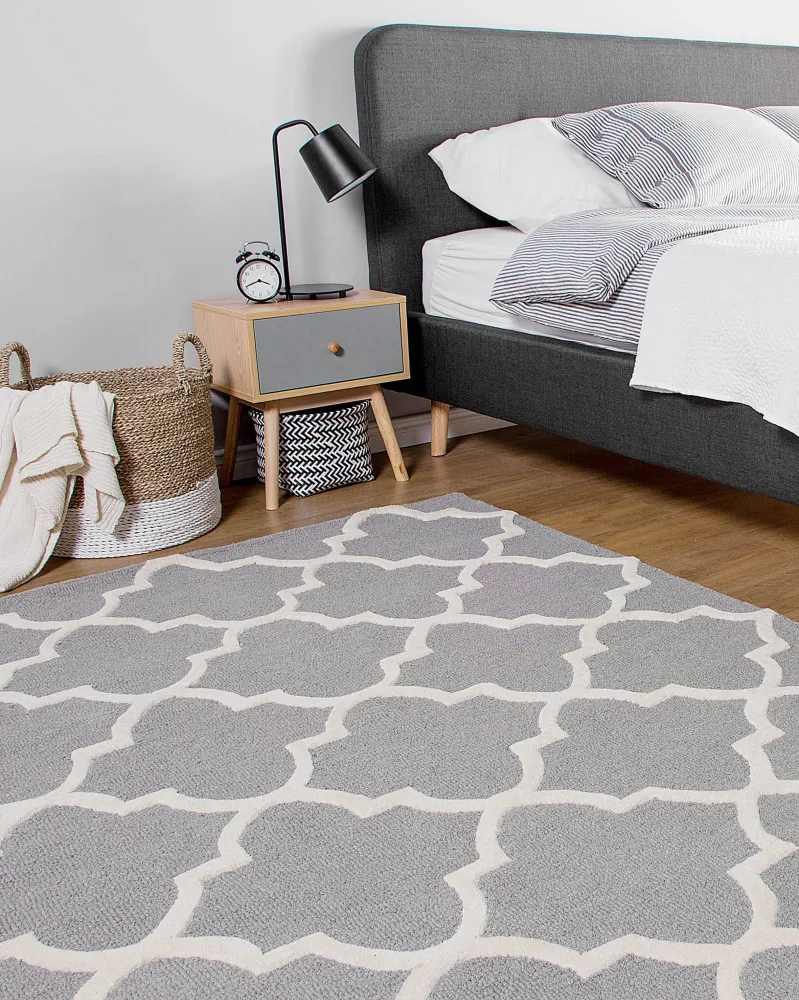 Professionale Tappeto rettangolare cotone grigio 140x200 cm SILVAN