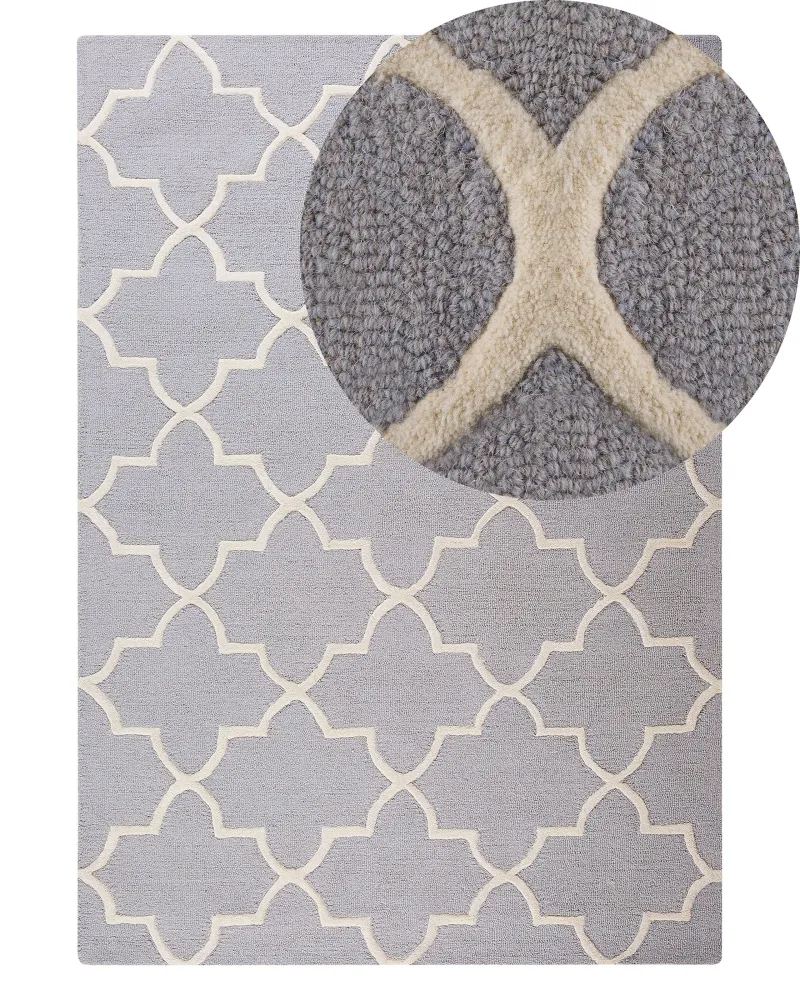 Professionale Tappeto rettangolare cotone grigio 140x200 cm SILVAN