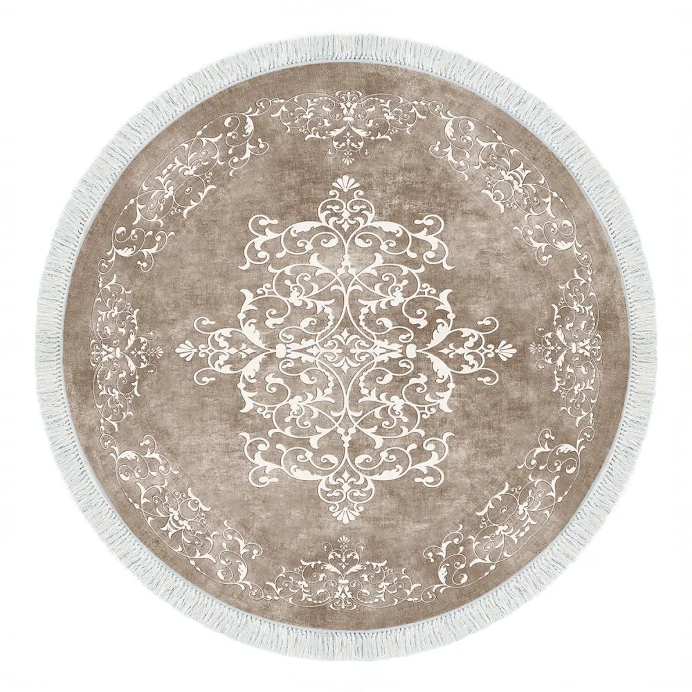 Professionale Tappeto rotondo Hectore D100cm motivo vittoriano Camoscio