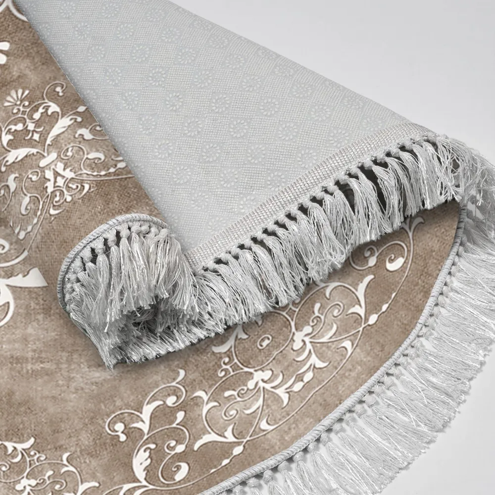 Professionale Tappeto rotondo Hectore D100cm motivo vittoriano Camoscio