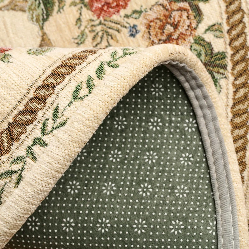 Tappeto classico con stampa peonie Tappeto retrò multicolore Tappeto cotone antiscivolo lavabile lavatrice per camera da l...