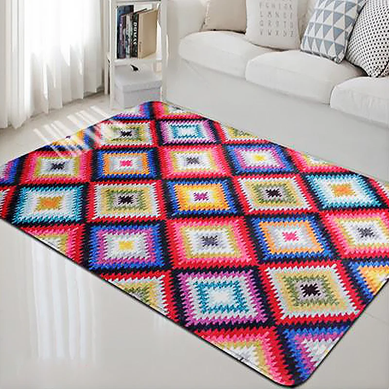 Tappeto colorato geometrico retrò rombi Tappeto stile Navajo tessuto antiscivolo per animali domestici per soggiorno con A...