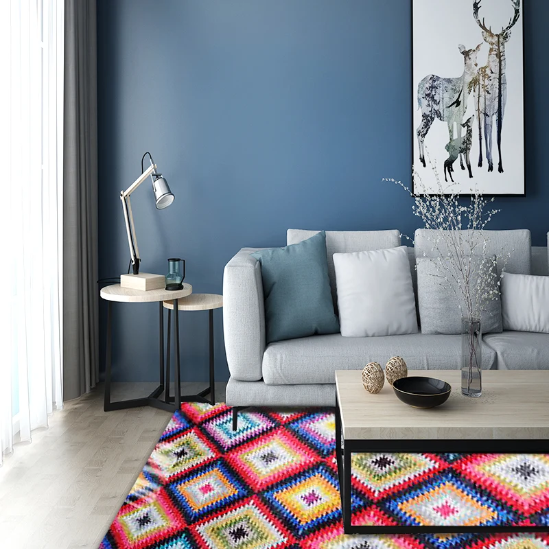 Tappeto colorato geometrico retrò rombi Tappeto stile Navajo tessuto antiscivolo per animali domestici per soggiorno per P...
