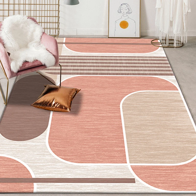 Tappeto con motivo righe arancioni Tappeto modernista sintetico Tappeto con supporto antiscivolo lavabile per studio con A...