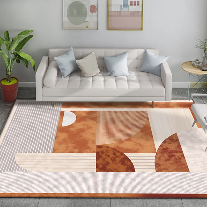 Tappeto con motivo righe arancioni Tappeto modernista sintetico Tappeto con supporto antiscivolo lavabile per studio con A...