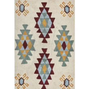 Tappeto cotone panna chiaro senape e menta 160 x 230 cm DUZCE
