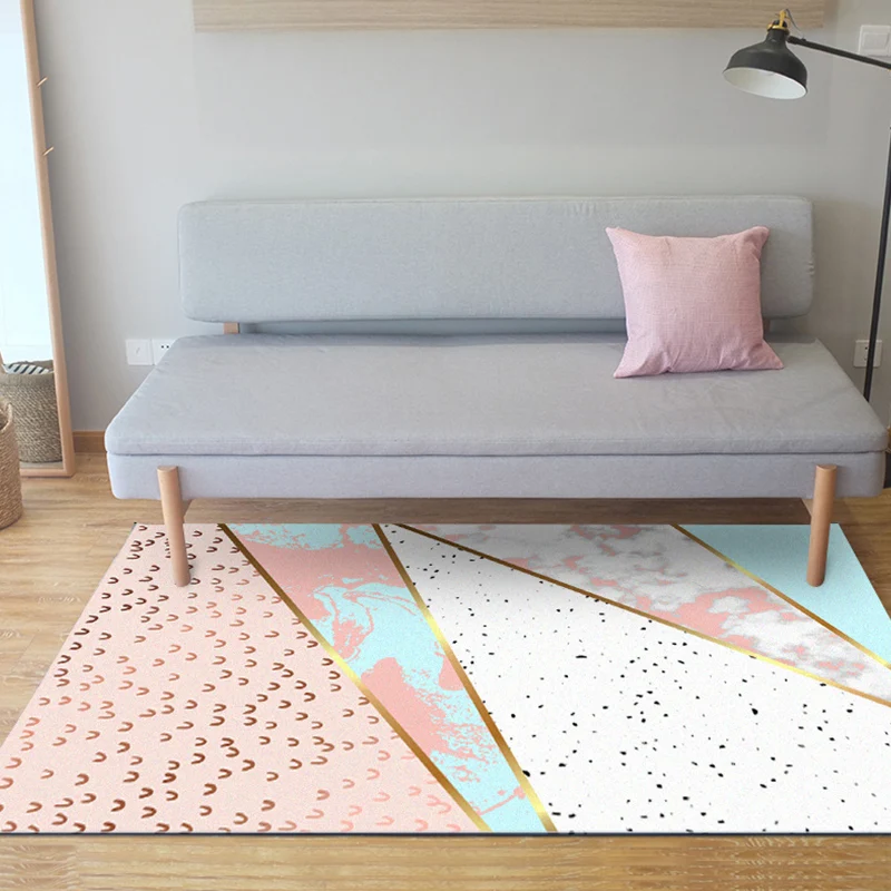 Tappeto decorativo con motivi geometrici pois Tappeto nordico rosa Tappeto lavabile antiscivolo poliestere per salotto | P...