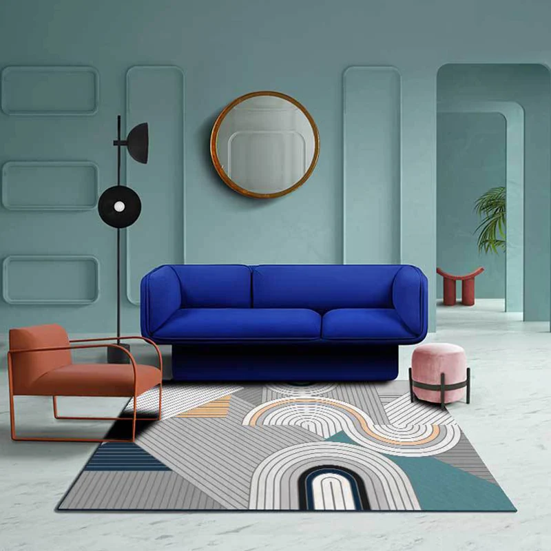 Tappeto grigio per camera da letto Tappeto recente con motivo righe geometriche Tappeto antiscivolo poliestere - Alta Qual...