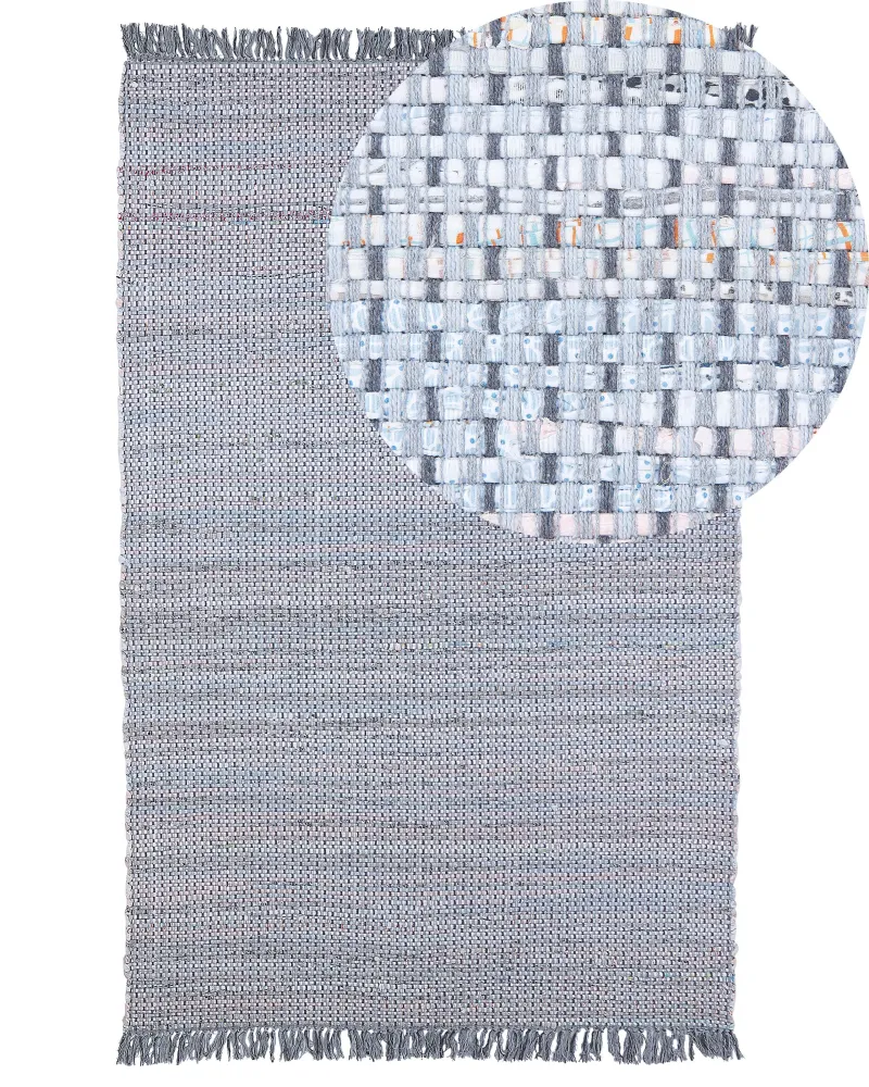 Tappeto grigio rettangolare cotone realizzato mano - 140x200cm - BESNI