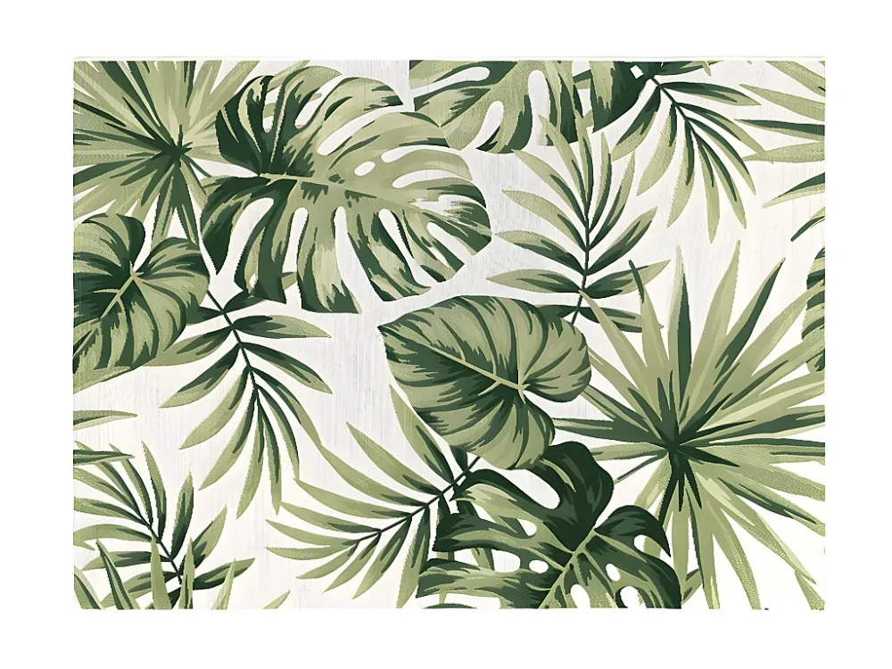 Tappeto interno o esterno etnico motivi foglie 200 x 290 cm Verde PALMO con 3 Punte Intercambiabili