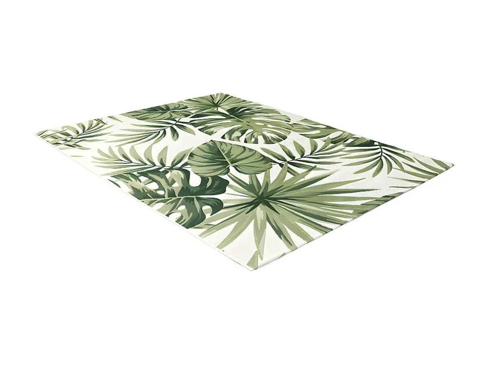 Tappeto interno o esterno etnico motivi foglie 200 x 290 cm Verde PALMO con 3 Punte Intercambiabili