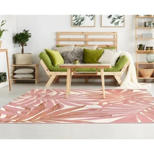 Tappeto da interno o da esterno motivi foglie 150 x 200 cm Rosa Etnico ROCETA | Professionale |