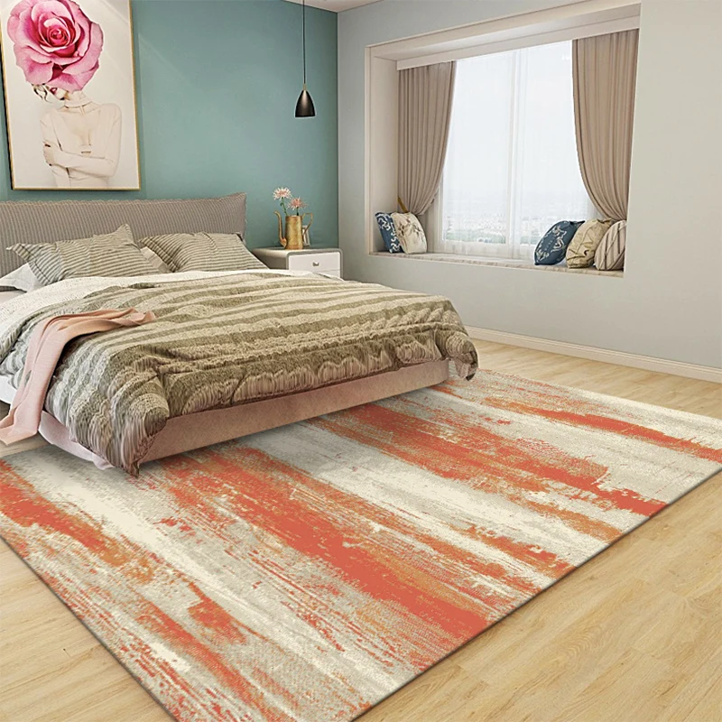 Tappeto moderno intuitivo arancione con stampa di pittura astratta Tappeto lavabile poliestere per camera da letto con 3 P...