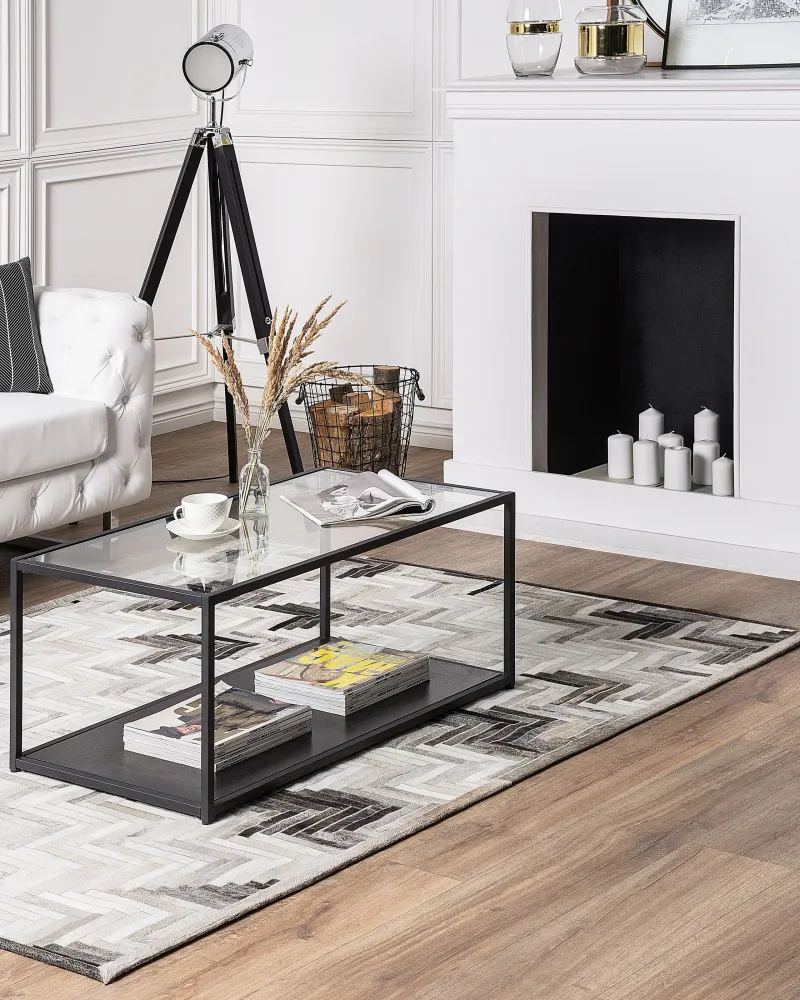 Tappeto pelle color grigio / nocciola 160 x 230 cm pelo corto ARSUZ Facile da Imparare