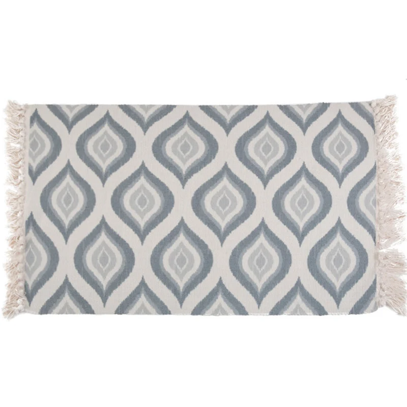 Tappeto per camera da letto retrò Tappeto lavabile lavatrice con area stampata geometrica multicolore con frange per Tappe...