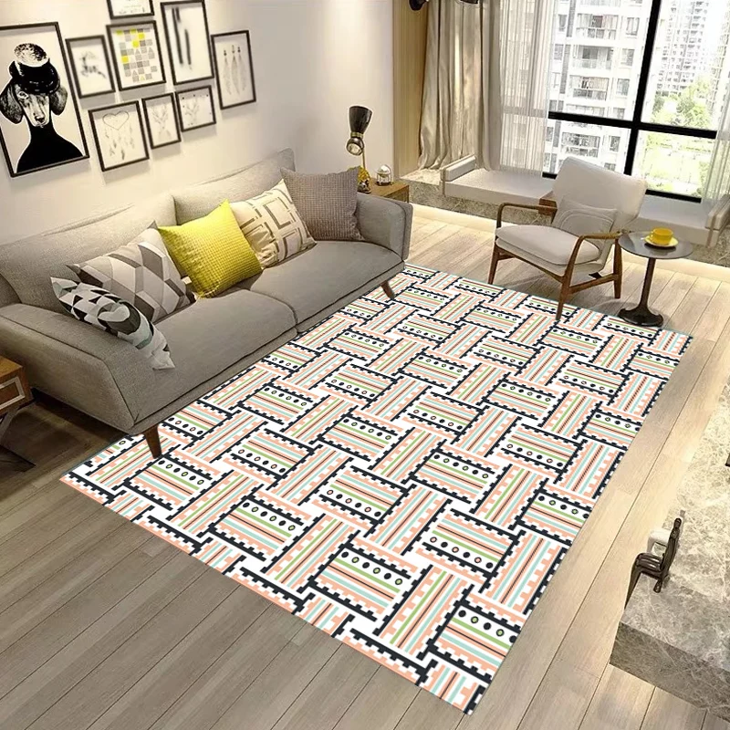 Tappeto per camera da letto rosa Tappeto recente con motivo strisce Tappeto con supporto antiscivolo lavabile poliestere |...