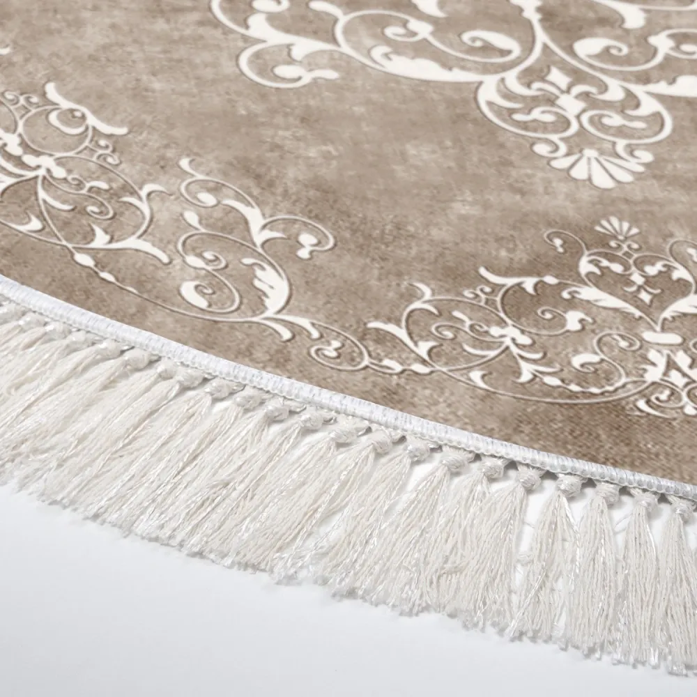 Tappeto rotondo Hectore D160cm motivo vittoriano Sabbia