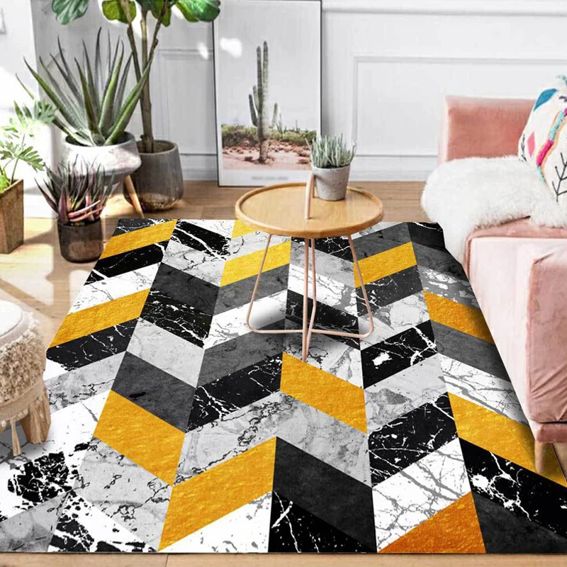 Tappeto da salotto multicolore Tappeto modernista con motivo geometrico marmo Tappeto con supporto antiscivolo poliestere...